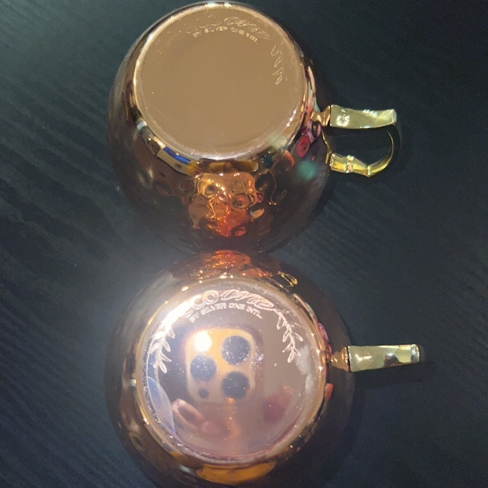 Set of 2 copper rose gold Moscow Mule cocktail drinking cups with handle Eco One - Picture 6 of 7
